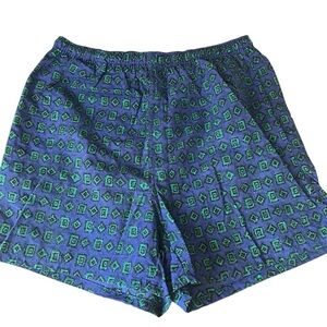 90s Vintage Size Medium Blue and Green Swim Trunks